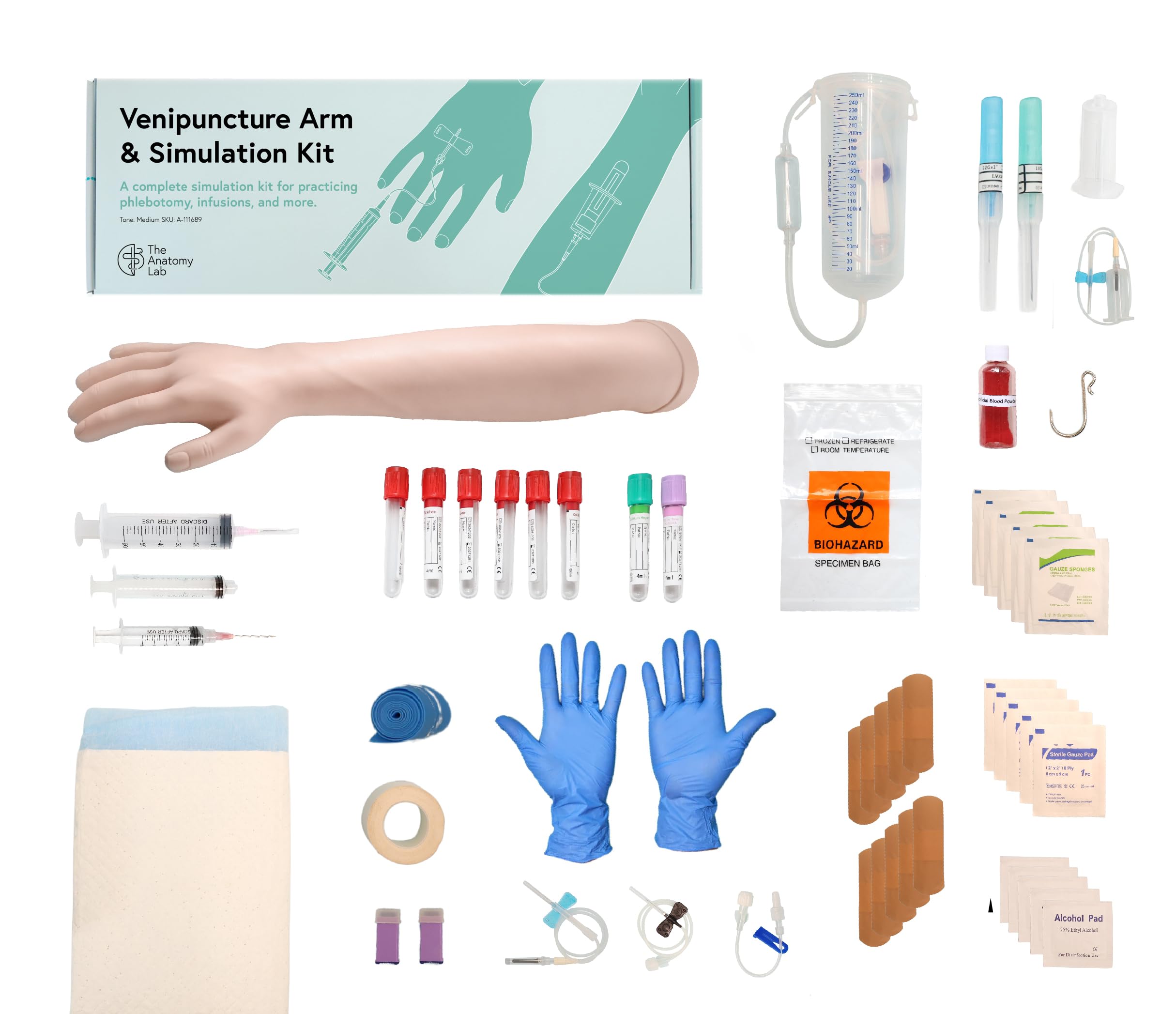 Anatomy Lab IV Practice Training Kit, 25 Piece Phlebotomy